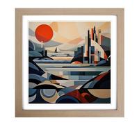 Seascape Constructivism No.3 Framed Print | 18x18 Inch Oak Framed Wall Art | Ready to Hang | Modern Historical Picture | Living Room Bedroom Lounge Office