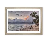 Seascape Dominican Republic Beach Tropical Framed Print | A2 Oak Framed Wall Art | Ready to Hang | Modern Beach Picture | Living Room Bedroom Lounge Office