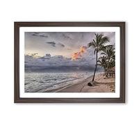 Seascape Dominican Republic Beach Tropical Framed Print | A2 Walnut Framed Wall Art | Ready to Hang | Modern Beach Picture | Living Room Bedroom Lounge Office