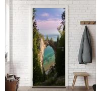 Seascape Door Stickers, Interior Door Decal Sea Beach Door Wall Mural Wallpaper, Self Adhesive Door Decals Bedrooms Living Room Home Decor 3D Door Murals Sticker 86 x 200 cm w.1516