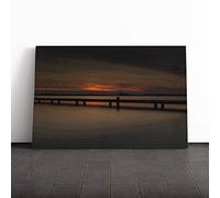 Seascape Dusk and The Ocean (1) Canvas Print | Gallery Wrapped 30mm Frame Wall Art | 30x20 inches | Ready to Hang | Modern Seascape Picture | Living Room Bedroom Lounge Office
