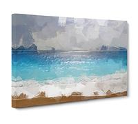 Seascape From Greece In Abstract Modern Art Canvas Wall Art Print Ready to Hang, Framed Picture for Living Room Bedroom Home Office Décor, 24x16 Inch (60x40 cm)