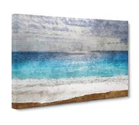 Seascape From Greece Painting Modern Art Canvas Wall Art Print Ready to Hang, Framed Picture for Living Room Bedroom Home Office Décor, 24x16 Inch (60x40 cm)