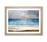 Seascape From Greece Painting Modern Art Framed Wall Art Print, Ready to Hang Picture for Living Room Bedroom Home Office Décor, Oak A2 (64 x 46 cm)