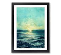 Seascape Ink Wash Vol.1 Framed Print | A2 Black Framed Wall Art | Ready to Hang | Modern Nature Picture | Living Room Bedroom Lounge Office