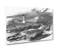 Seascape Lighthouse Maine USA V1 Canvas Print | Gallery Wrapped 30mm Frame Wall Art | 30x20 inches | Ready to Hang | Coastal Seascape Picture | Living Room Bedroom Lounge Office