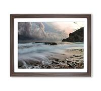Seascape Montenegro Beach 2 Modern Framed Wall Art Print, Ready to Hang Picture for Living Room Bedroom Home Office Décor, Walnut A3 (46 x 34 cm)