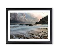 Seascape Montenegro Beach 2 Modern Framed Wall Art Print, Ready to Hang Picture for Living Room Bedroom Home Office Décor, Black A3 (46 x 34 cm)