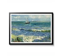 Seascape near Les Saintes-Maries-de-la-Mer by Vincent Van Gogh, Impressionist Landscape Poster, Wall Art Decor, Boat and Sea Print, Archival Matte, A2 (Print Only) - 59.4x42cm