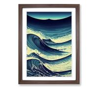 Seascape Ocean Design Vol.2 Framed Print | A2 Walnut Framed Wall Art | Ready to Hang | Modern Nautical Picture | Living Room Bedroom Lounge Office