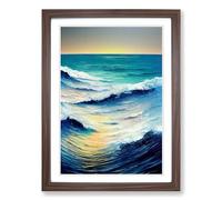 Seascape Painted Ocean Vol.2 Framed Print | A2 Walnut Framed Wall Art | Ready to Hang | Modern Nautical Picture | Living Room Bedroom Lounge Office