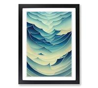 Seascape Painting Abstract Framed Wall Art Print A2 Black