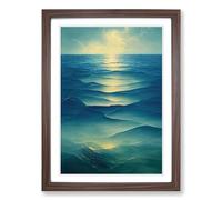 Seascape Painting Polygon Framed Wall Art Print A2 Walnut