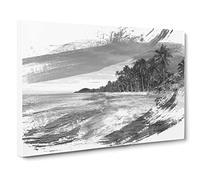 Seascape Palm Tree Tropical Beach Paradise Vol.5 V1 Canvas Print | Gallery Wrapped 30mm Frame Wall Art | 24x16 inches | Ready to Hang | Coastal Floral Picture | Living Room Bedroom Lounge Office