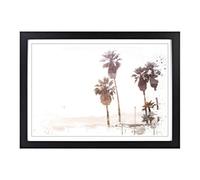Seascape Palm Trees on The Beach V3 Framed Print | A2 Black Framed Wall Art | Ready to Hang | Modern Floral Picture | Living Room Bedroom Lounge Office