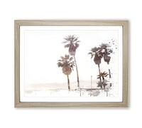Seascape Palm Trees on the Beach V3 Modern Framed Print | A3 Oak Framed Wall Art | Ready to Hang | Modern Floral Picture | Living Room Bedroom Lounge Office