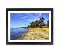 Seascape Tropical Fiji Beach No.2 Modern Framed Print | A4 Black Framed Wall Art | Ready to Hang | Modern Beach Picture | Living Room Bedroom Lounge Office