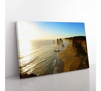 Seascape Victoria Australia Twelve Apostles Cliffs Beach No.3 Modern Canvas Wall Art Print Ready to Hang, Framed Picture for Living Room Bedroom Home Office Décor, 60x40 cm (24x16 Inch)