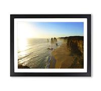 Seascape Victoria Australia Twelve Apostles Cliffs Beach No.3 Modern Framed Print | A2 Black Framed Wall Art | Ready to Hang | Modern Beach Picture | Living Room Bedroom Lounge Office