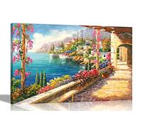 Seascape view of the Mediterranean Canvas Prints Framed Wall Art Poster Artwork Home Office Living Room Pictures Read to Hang 51 x 35cm (20 x 14 inches)