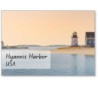 Seascape with Lewis Bay Lighthouse in Hyannis Harbor. Historic Light House Across from Hyannis Harbor Park at Hyannis Inner Harbor., Fridge Magnet