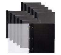 Seashell 10PCS Black Plastic 3 Prong Folder with Clear Front Cover, Letter Size Report Folder for School Office, Durable Poly Project Folder for Documents and Presentations