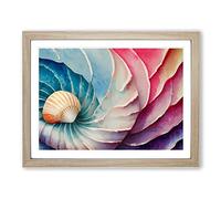 Seashell Art Vol.4 Abstract H1022 Framed Print for Living Room Bedroom Home Office Décor, Wall Art Picture Ready to Hang, Oak A4 Frame (34 x 25 cm)