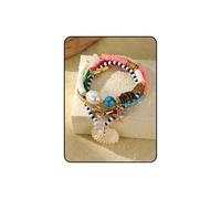 Seashell Bracelet For Women, 4Pcs Colorful Beads Stack Summer Beach Starfish Y2k Stretch Turquoise Boho Pink Blue Shell Stackable Beaded Dainty Trendy Statement Jeweley Gift, L, Beaded, no gemstone
