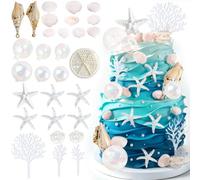 Seashell Cake Toppers 30 Pcs Starfish Conch Cake Decorations Beach Sea Shell Cupcake Topper Ocean Cupcake Toppers Under The Sea Party Decoration for Summer Beach Mermaid Themed Baby Shower Birthday