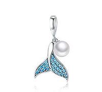 Seashell Charms and Tropical Starfish Charms 925 Sterling Silver Dangle Bead Ocean Charm Necklac (Mermaid Tail Charm)