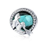 Seashell Charms and Tropical Starfish Charms 925 Sterling Silver Dangle Bead Ocean Charm Necklace for Christmas Mothers Day (Blue Star Charm)