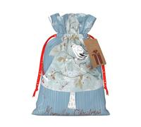 (seashell christmas) Large Reusable Burlap Pouches Rustic Wedding Favor Xmas Bags Drawstring Gift Sacks Bulk Party. S Size