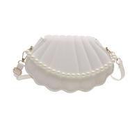 Seashell Crossbody Bag PU Leather Women Clutch Purse Satchel Bag | Pearl Chain Shoulder Hobo Handbag with Adjustable Strap for Party Prom Cocktail 140x60x210mm