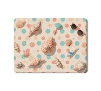 Seashell Dish Drying Mats For Kitchen Counter, Beach Style Polka Dot Absorbent Rubber Dish Drainer Rack Mat, Summer PU Leather Drying Pad For Kitchen Counter Protector 18x24 Inch