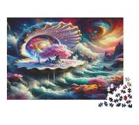 Seashell House with Waterfall in Forest 1000 Piece Extra-Thick Cardboard DIY Jigsaw for Family Lovers, Fun Challenging Game, Beautiful Wall Decoration, for All 70x50cm/1000pcs