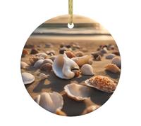 Seashell Landscape On The Beach Christmas Ornaments, Hanging Festive Decorative Ornament, Perfect for Holiday and Gift