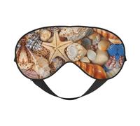 Seashell Landscape On The Beach Double Sided Sleep Mask, Adjustable Blackout, Silk-Like Eye Mask for Sleeping,Travel, Soft, Breathable, Lightweight Comfortable Blindfold