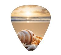 Seashell Landscape On The Beach Guitar Picks Set-Premium Abs Material,Various Thicknesses-Enhance Your Playing Experience