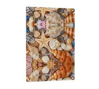 Seashell Landscape On The Beach patterned signage, aluminum decorative signage, suitable for living rooms, bedrooms, porches, and patios.
