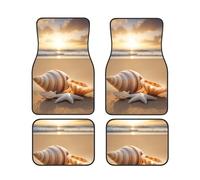 Seashell Landscape On The Beach Print 4-Piece Car Floor Mats Set Waterproof Foot Pads Full Coverage Vans Sedans Trucks