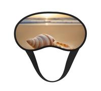 Seashell Landscape On The Beach Print Black Out Eye Mask for Sleeping Airplane, Sleep Mask Polyester for Home and Travel