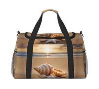 Seashell Landscape On The Beach print Carry on Luggage for Women Men Shoulder Weekender Crossbody Bag for Yoga Travel Must Haves, Black, One Size