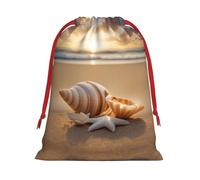 Seashell Landscape On The Beach Print Comfort Drawstring Gift Convenient Bags Reusable Holiday Party Daily Organization
