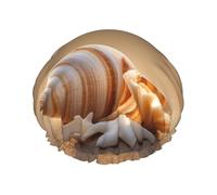 Seashell Landscape On The Beach Print Shower Cap For Women,Reusable Bath Cap,Breathable Shower Caps,Bathing Shower Caps With Adjustable