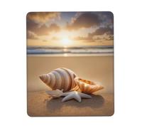 Seashell Landscape On The Beach Print Small Desk Pad,Rubber Base with Precision Stitched Edges,Perfect for Office,Gaming