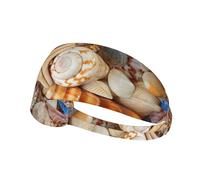 Seashell Landscape On The Beach Print Sports Headbands For Men Women, Moisture Wicking Sweat Band Elastic Wide Hair Bands,For Running, Cycling, Basketball, Gym Exercise, Football