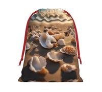 Seashell Landscape On The Beach print Super soft velvet drawstring storage bag, fit for Halloween promotion multifunctional bag