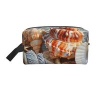 Seashell Landscape On The Beach Print Toiletry Bag, Travel Wash Bag for Men Women, Cosmetic Bags Makeup Bag with Handle for Gym Shower Overnight Trip and Holiday