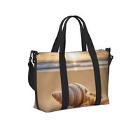 Seashell Landscape On The Beach Print Travel Hand Bag Women Lightweight Tote Foldable Daily Weekend Trips Gym Vacation