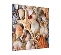 Seashell Landscape On The Beach -Print Unframed Canvas Print 16x16 Inch, Modern Wall Art for Living Room Bedroom, Ready to Hang Home Decor Gift.